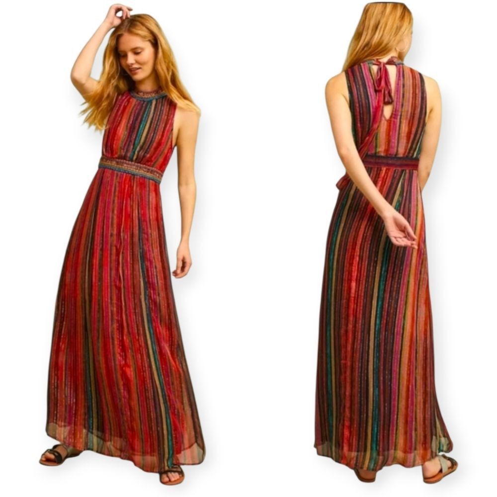 Anthropologie Anthropologie Blank London Halterneck Textured Metallic Maxi Size XL / US 12-14 / IT 48-50 - 2 Thumbnail