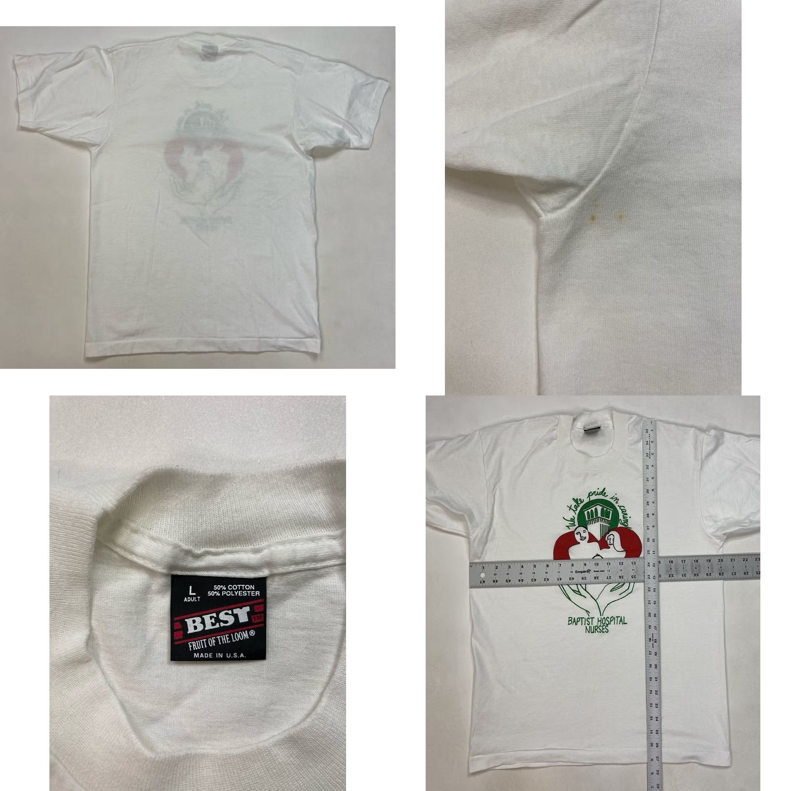 Fruit Of The Loom VINTAGE Fruit of the Loom T-Shirt Men M White 1992 USA Nurses 90s Graphic Print Short Sleeve Crew Neck Sing le Stitch Size US M / EU 48-50 / 2 - 8 Thumbnail