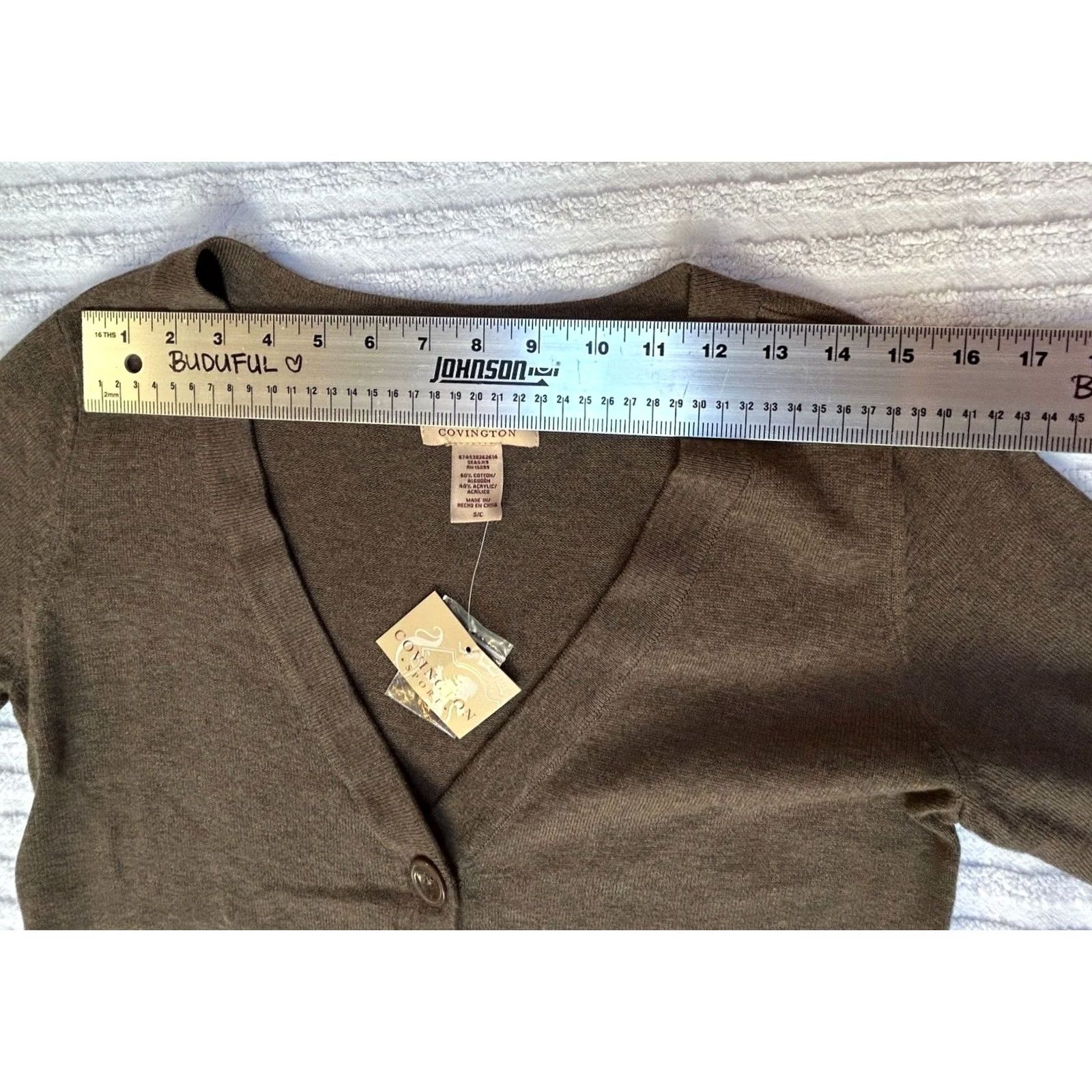 Vintage Covington Sweater Womens Small Brown V-Neck Short Sleeve Button Cardigan Size S / US 4 / IT 40 - 3 Thumbnail