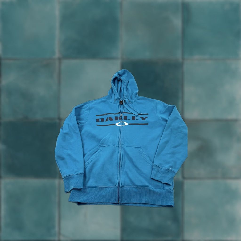 Oakley Oakley Hoodie Mens Medium Full Zip Sweatshirt Blue Graphic Print Logo Pullover Jacket Sports Outdoor All Seasons Zip Size US M / EU 48-50 / 2 - 1 Thumbnail