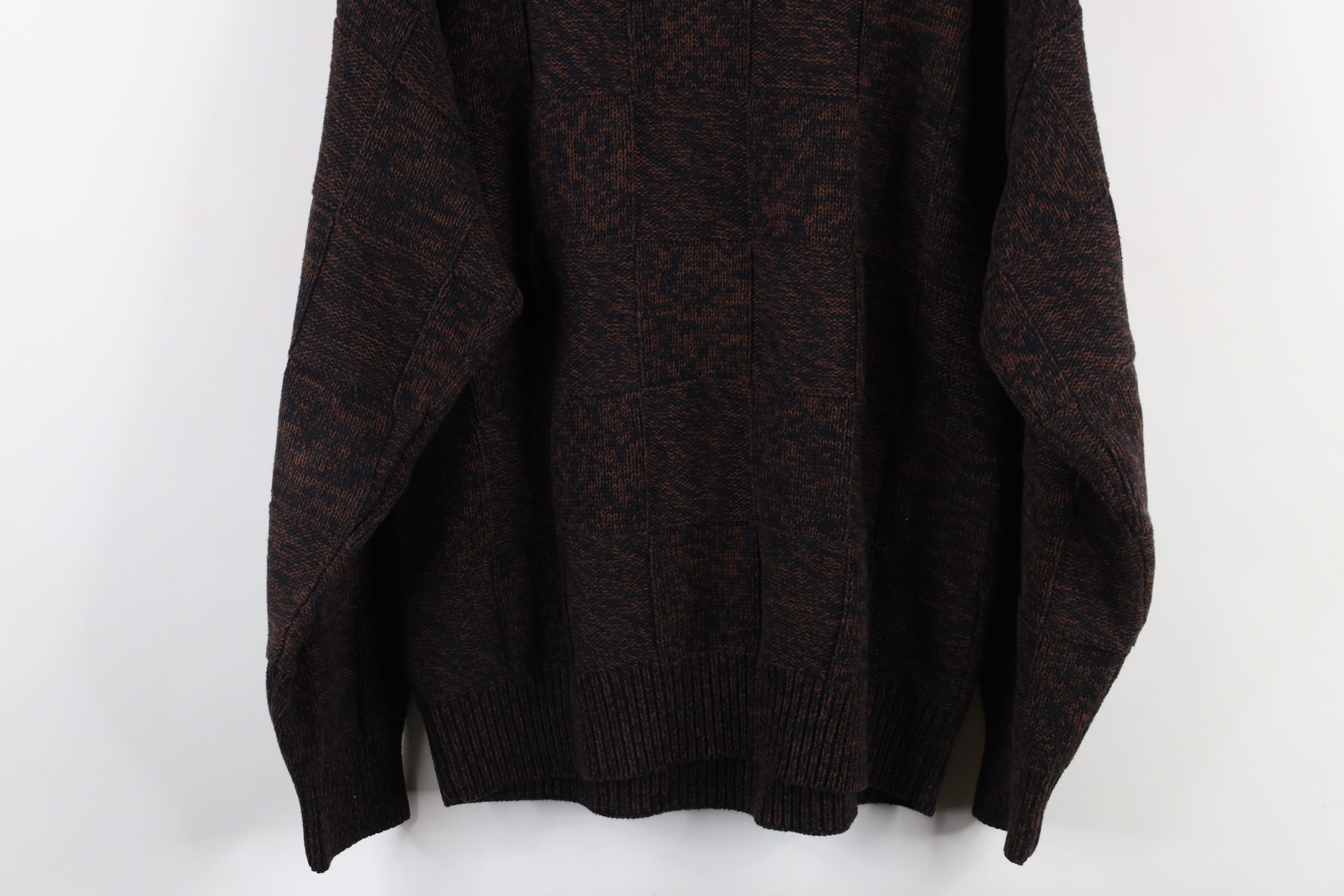 Vintage Vintage 90s Streetwear Knit Checkered Sweater Heather Brown Size US S / EU 44-46 / 1 - 8 Thumbnail