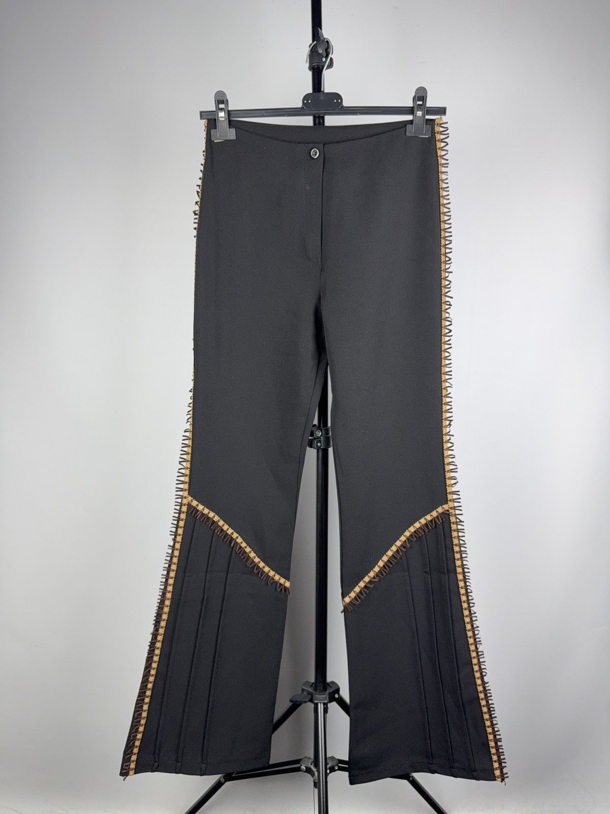 Japanese Brand Retro 00s Avant Garde Western Loana Paris Black Flare Pants Size 27" / US 4 / IT 40 - 1 Thumbnail