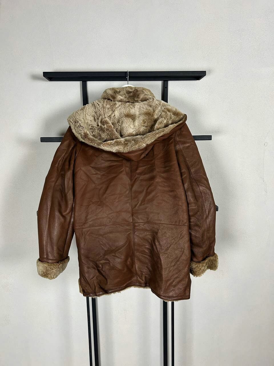 Japanese Brand Leather Shearling Jacket Brown Hooded Biker Y2K Grunge Core Size US S / EU 44-46 / 1 - 6 Thumbnail