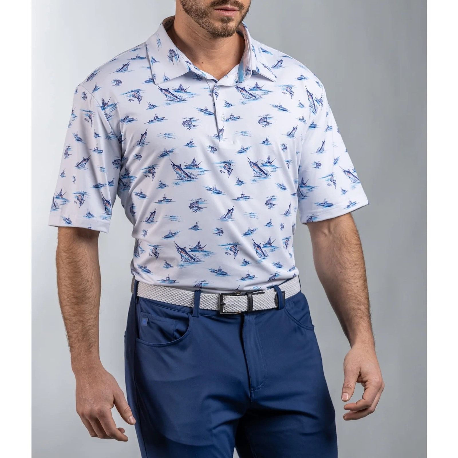 Other Scales Gear Biting Polo Shirt XL NWT Offshore Golf MSRP $80 Size US XL / EU 56 / 4 - 6 Thumbnail