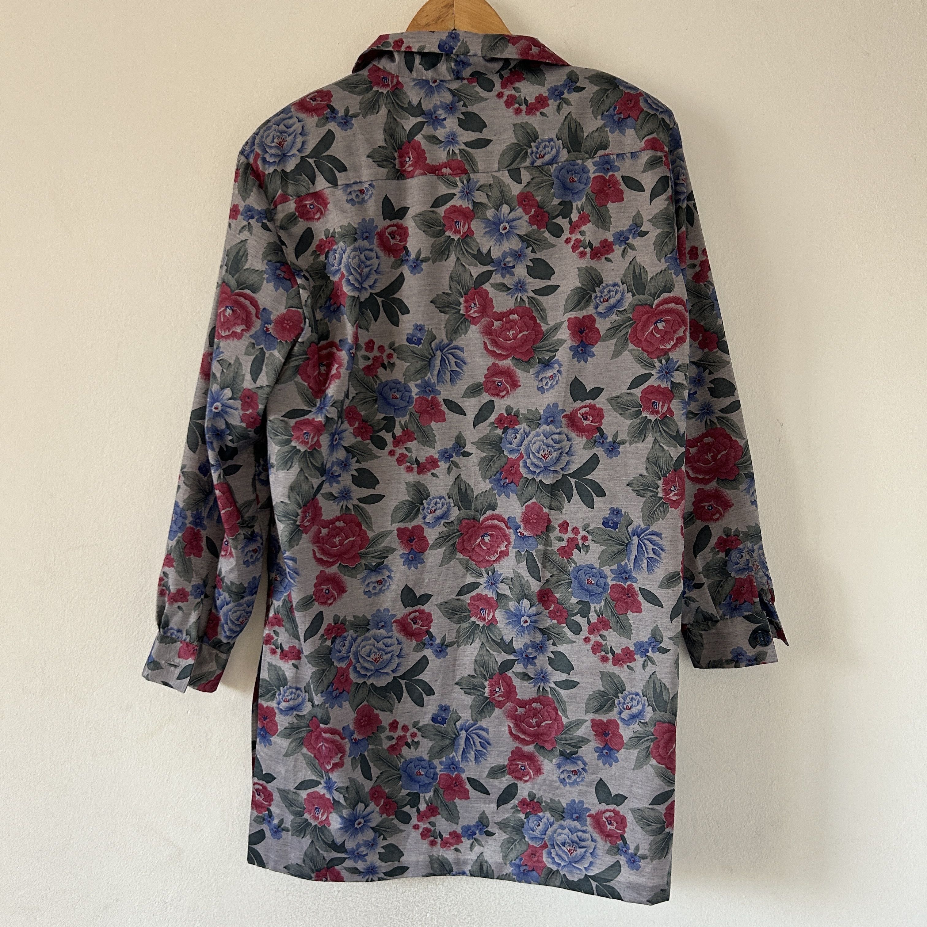 Vintage Vintage 90s Floral Satin Blaze Size L / US 10 / IT 46 - 8 Thumbnail