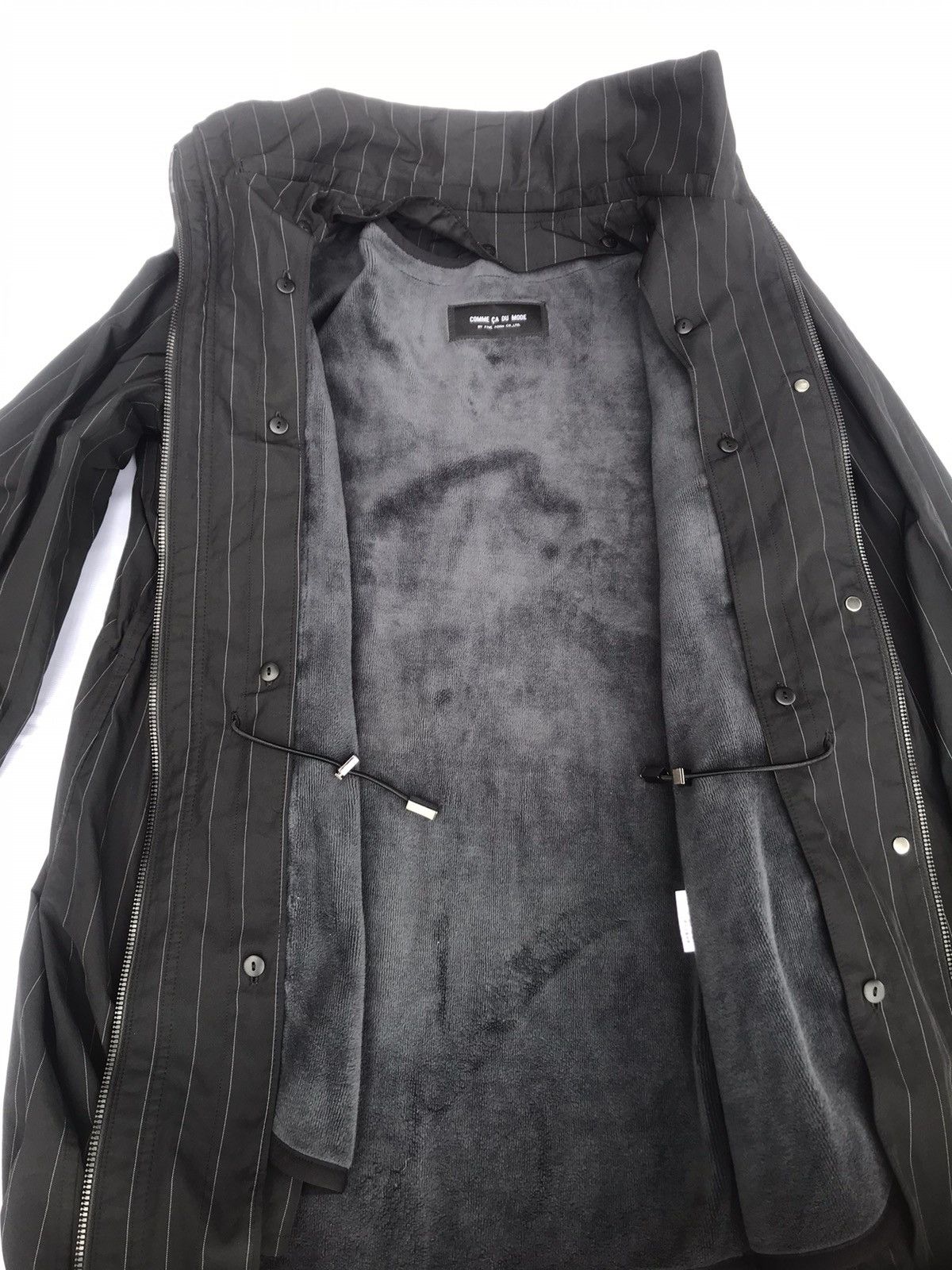 Comme Ca Ism × Designer × Japanese Brand Comme Ca Du Mode Japan Pinstripe Fleece Lined Zipper Coat Size M / US 6-8 / IT 42-44 - 4 Thumbnail