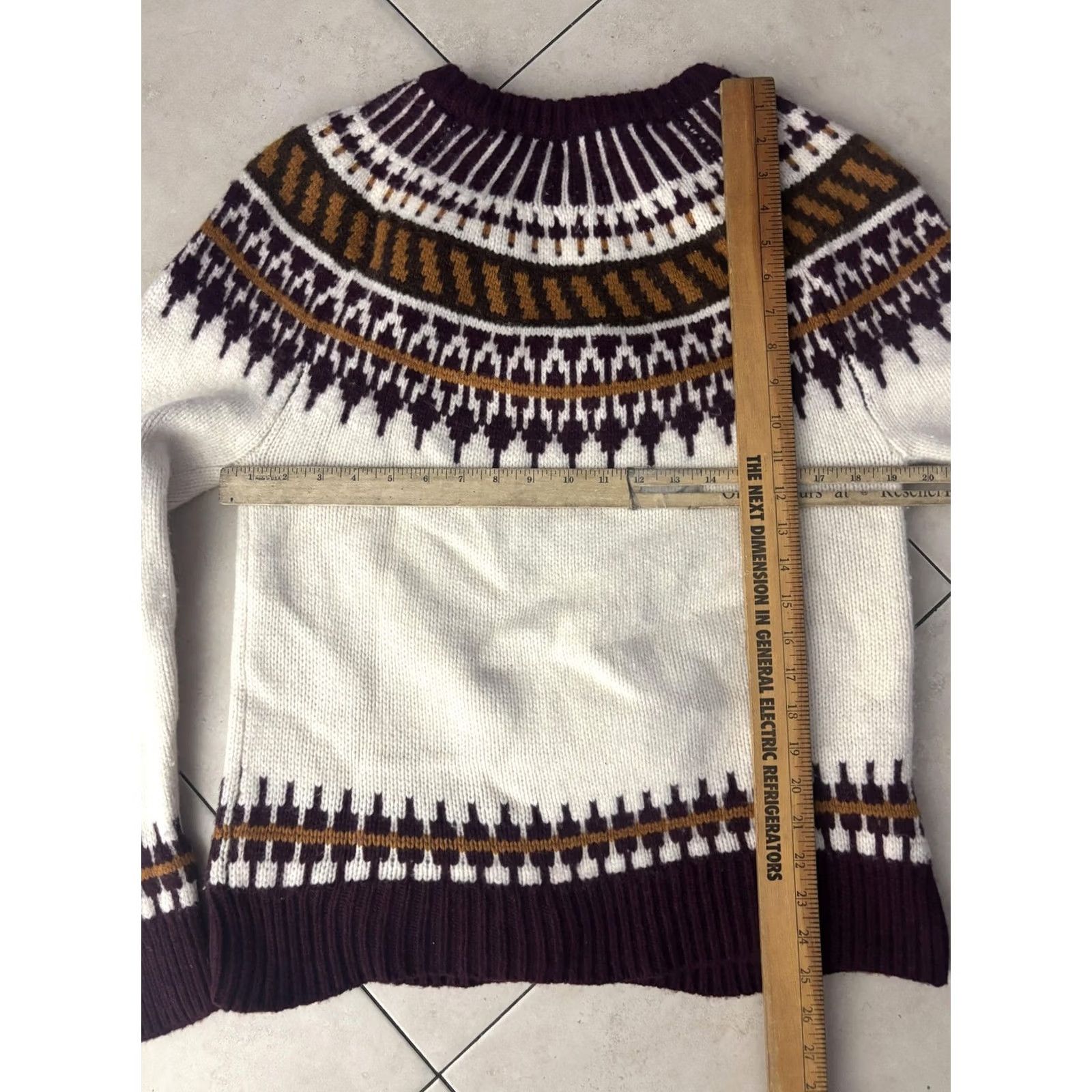 Tory Burch Tory Burch Sweater Womens L White Fair Isle Wool Blend Crewneck Pullover Size L / US 10 / IT 46 - 6 Thumbnail