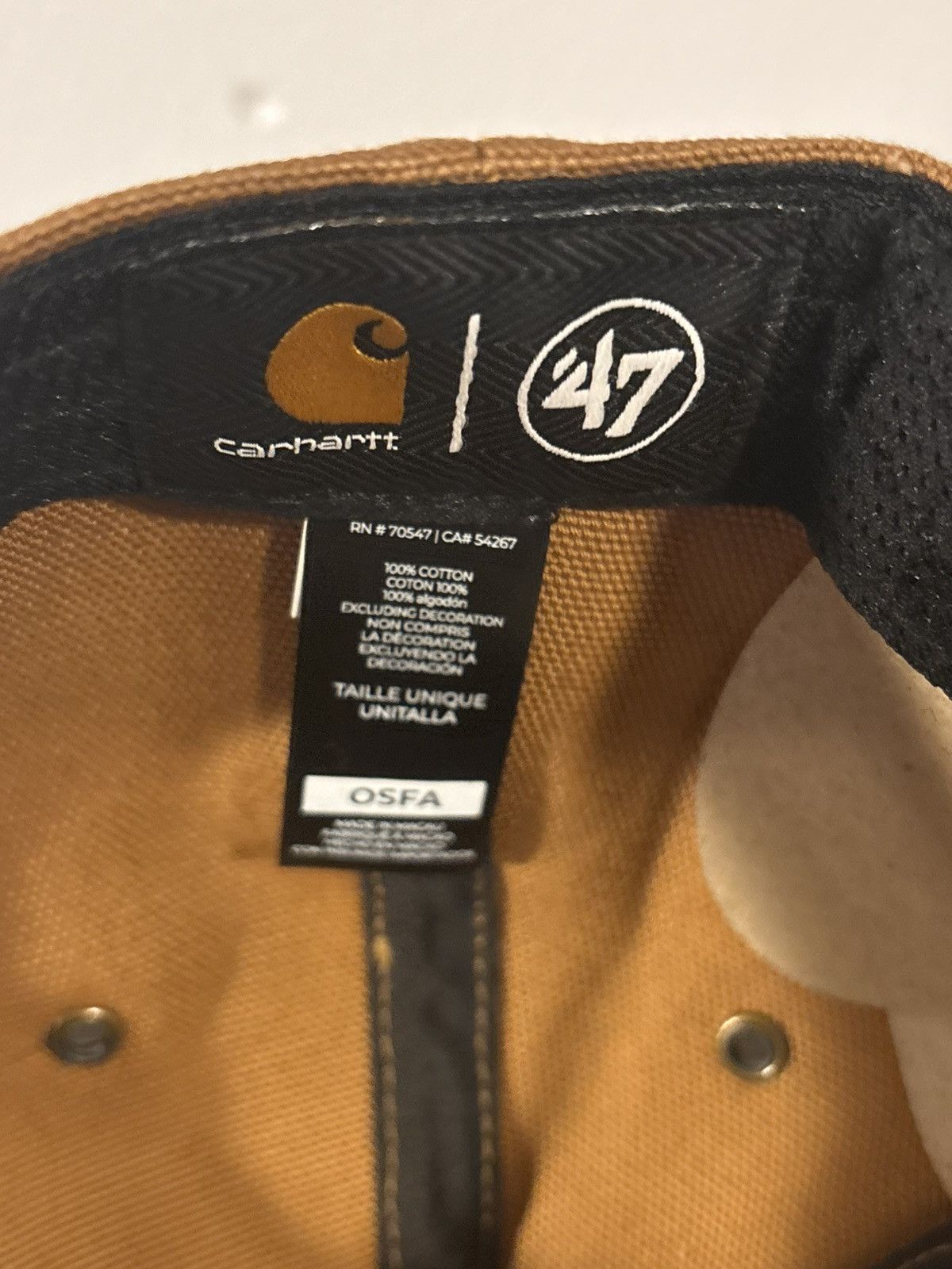 47 Brand × Carhartt Toronto Maple Leafs 47’ Brand Carhartt Hat 47’MVP Adjustable Size ONE SIZE - 6 Thumbnail
