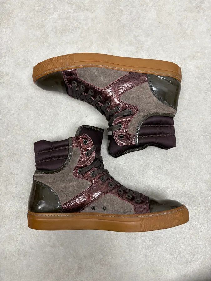 Lanvin Lanvin Bordeaux & Grey High Top Leather Sneakers Size US 9.5 / EU 42-43 - 4 Thumbnail