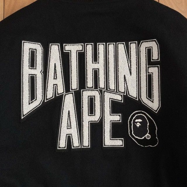 Bape BAPE LOGO Leather Sleeve Varsity Jacket a bathing ape Size US XL / EU 56 / 4 - 5 Thumbnail