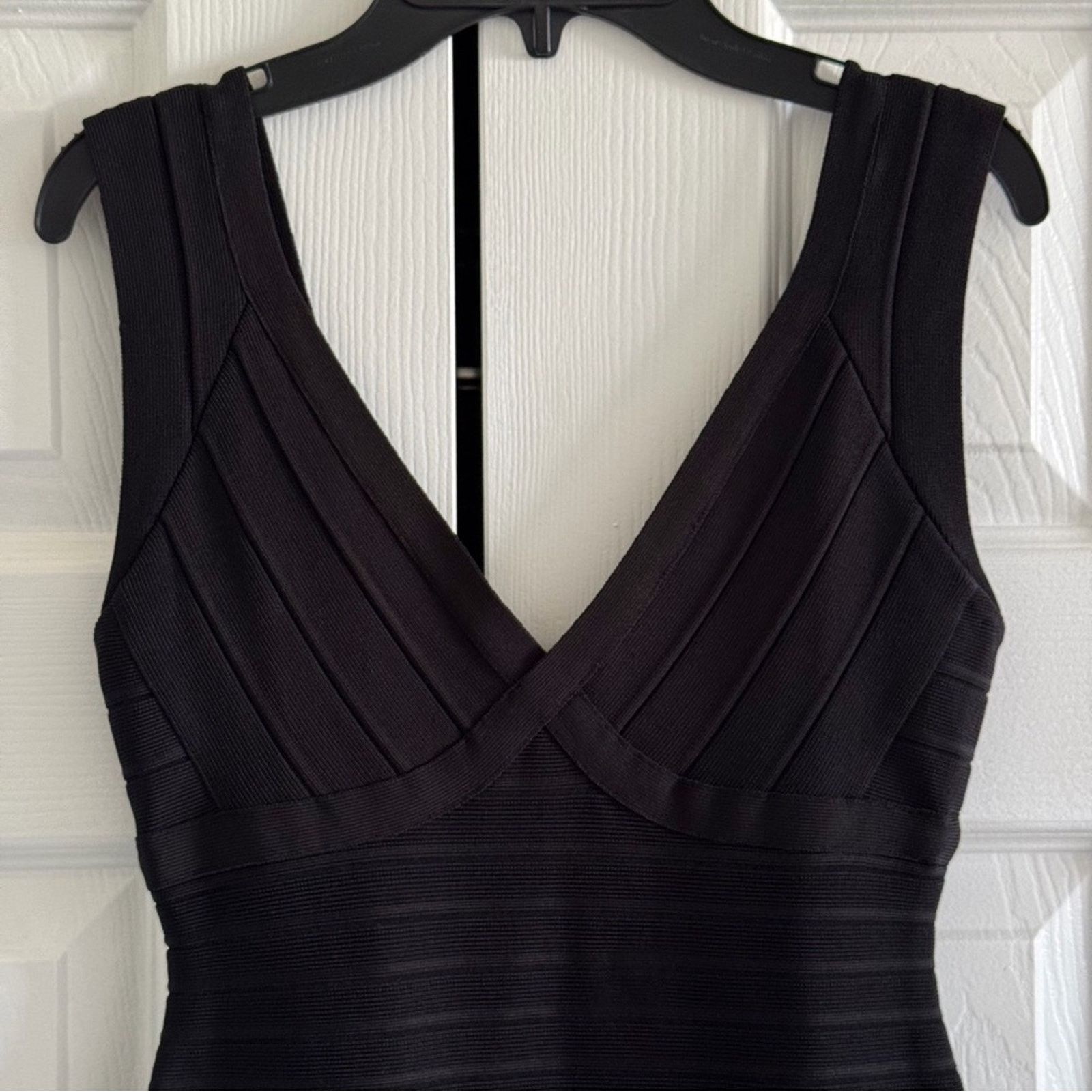 Herve Leger Herve Leger Black Bandage V-Neck Mini Dress, Size S Size S / US 4 / IT 40 - 4 Thumbnail
