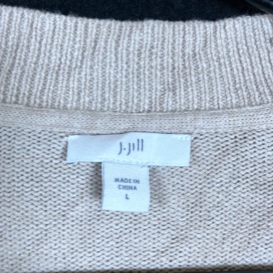 J. Jill J Jill Womens Cardigan Sweater Beige V-Neck Button Front Long Sleeve Large Size L Size L / US 10 / IT 46 - 6 Thumbnail