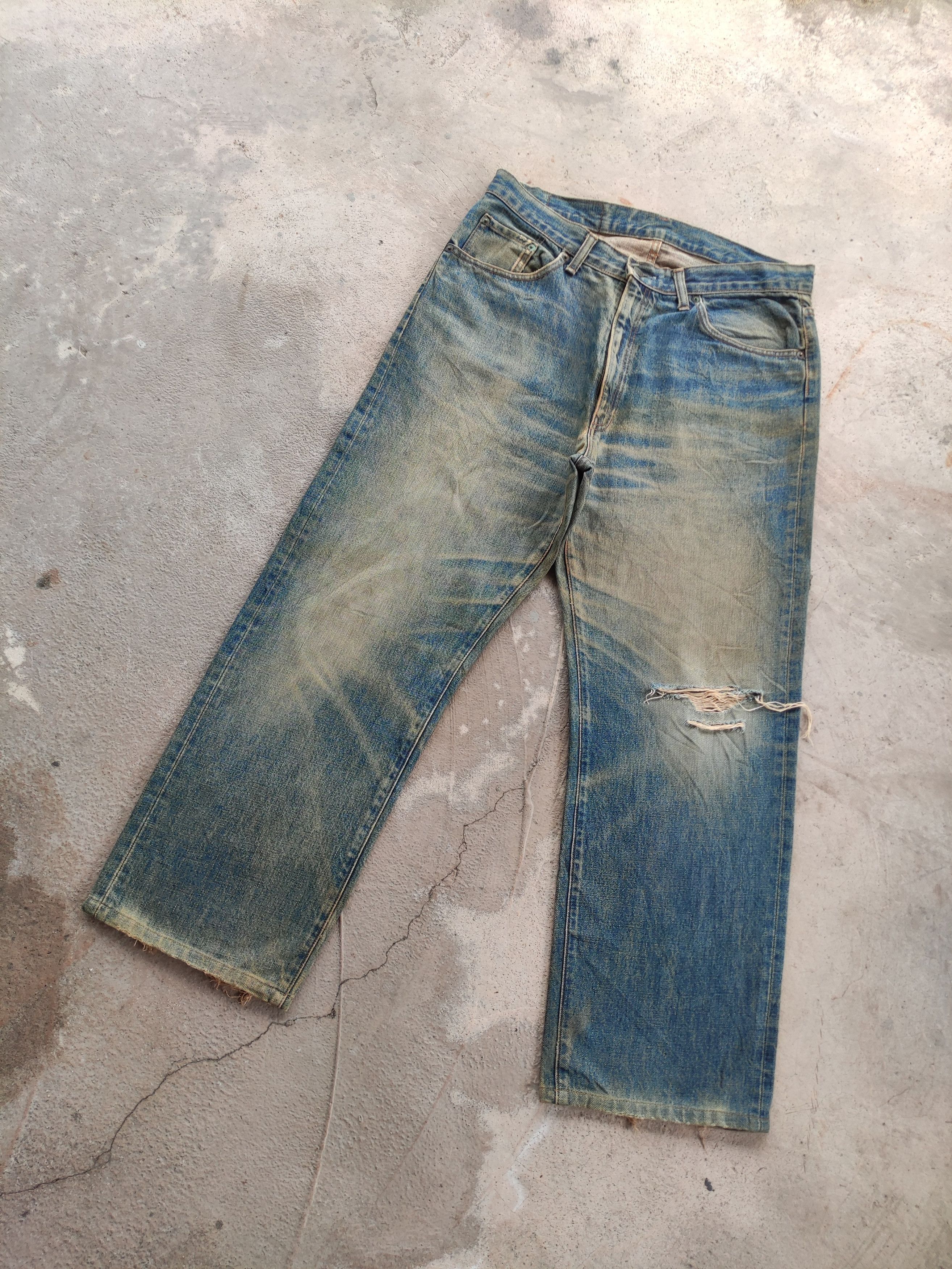 Japanese Brand Vintage GL Heart Japanese Baggy Rusty Distressed Faded Denim Size US 36 / EU 52 - 2 Thumbnail