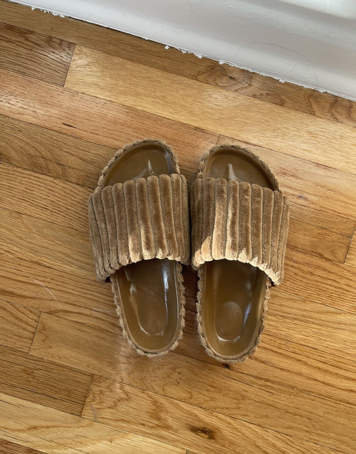 Celine CELINE Block Slide – Tan Corduroy / Slide Sandal (37) Size US 7 / IT 37 - 2 Thumbnail