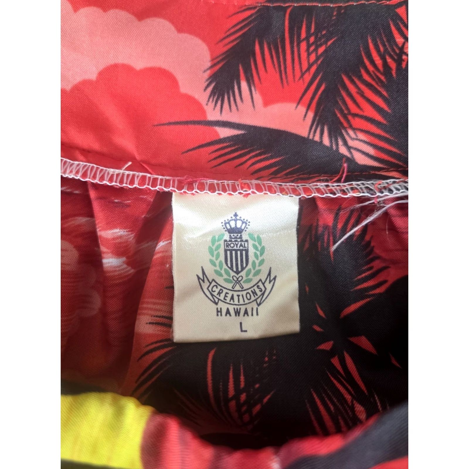 Vintage Vtg Royal Creations Hawaii Dress Sleeveless V-Neck Floral Red Short 42" Smocked Fit & Flare Womens Large Hawaii Aloha Cruisewear USA Size L / US 10 / IT 46 - 3 Thumbnail