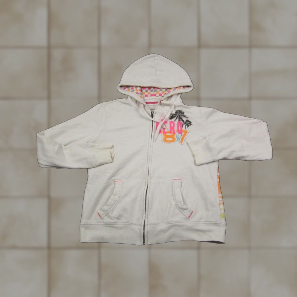 Vintage Aéropostale Hoodie Womens XL White Full Zip Palm Trees Sweatshirt Size XL / US 12-14 / IT 48-50 - 1 Thumbnail