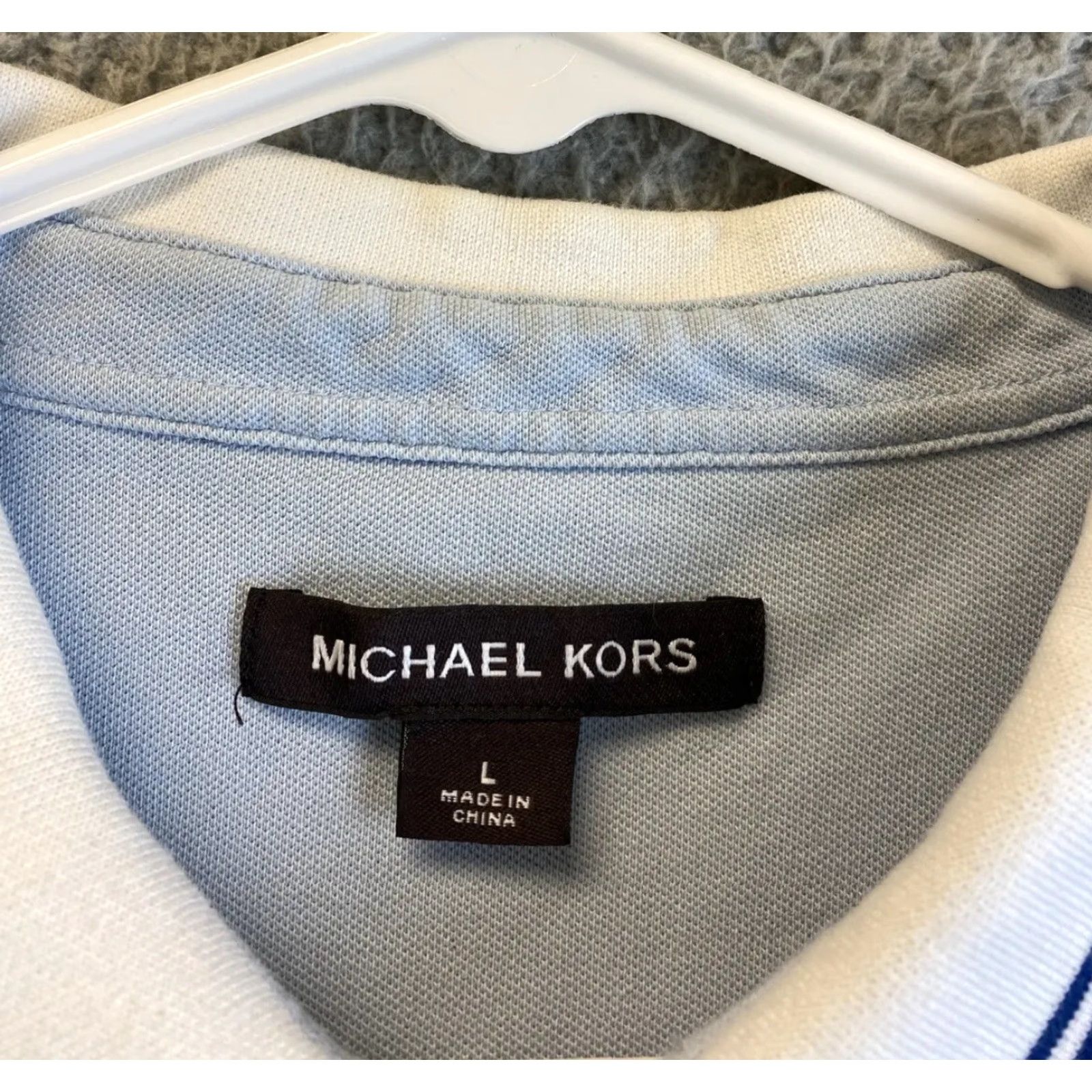 Banana Republic Michael Kors Mens Polo Shirt Large Short Sleeve Blue Cotton Casual Formal Golf Tennis 33-68 Size US L / EU 52-54 / 3 - 5 Thumbnail