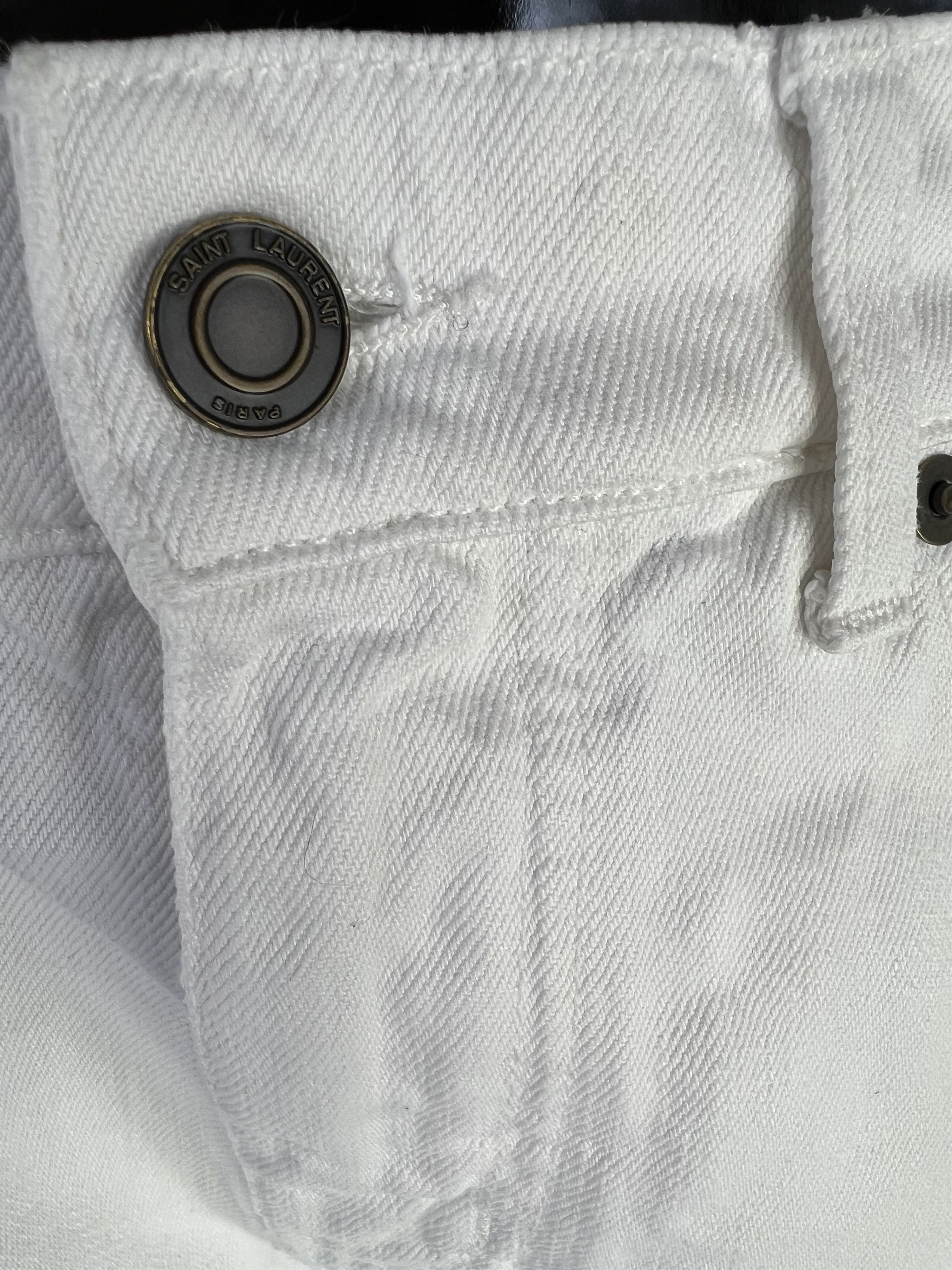 Saint Laurent Paris × Yves Saint Laurent Saint Laurent Women's White Distressed Jeans Size 29 Size 29" - 6 Thumbnail