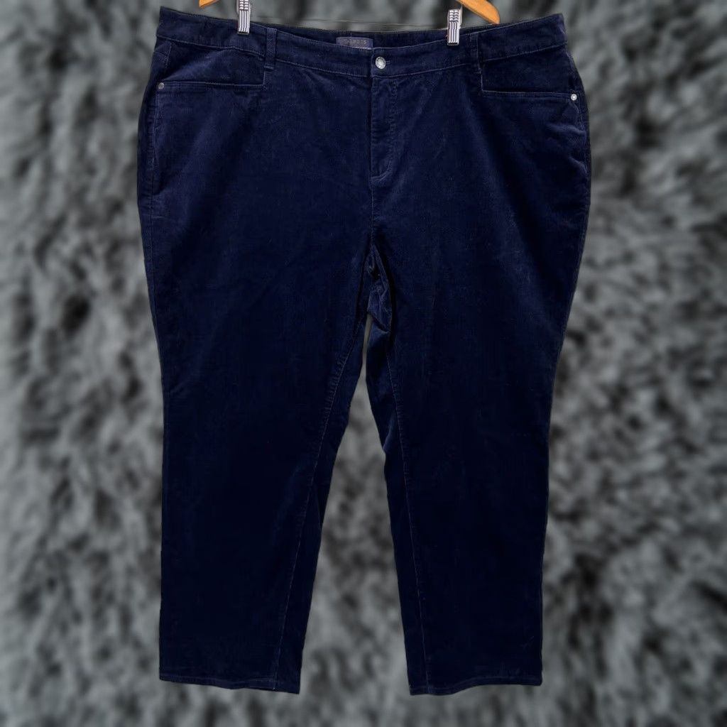 Talbots NEW Talbots Plus Size 26W Navy Corduroy Straight Leg Pants Women’s Size 26" / US 2 / IT 38 - 1 Thumbnail