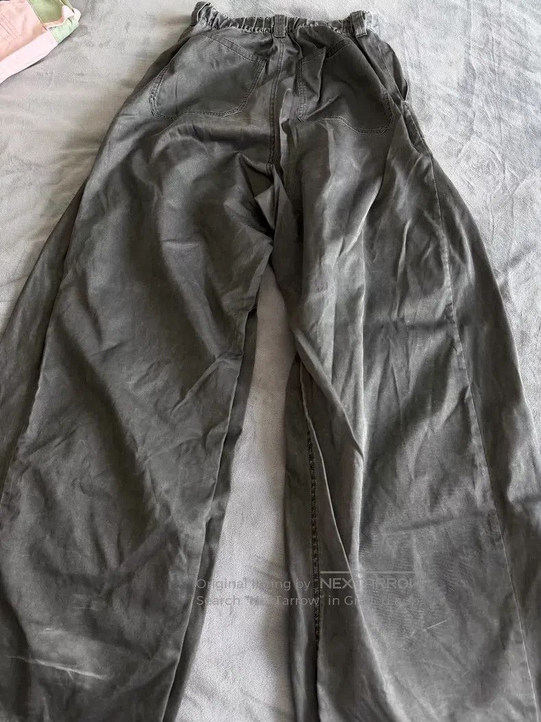 Y/Project Y/Project Size L Coated Fabric Carbon Black Cargo Wide Leg Size US 27 - 7 Thumbnail