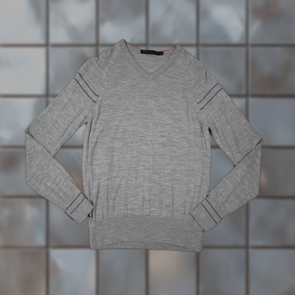 VINTAGE Icebreaker Sweater Mens Large Gray V Neck Merino Wool Pullover Knit Casual Warm Outdoor