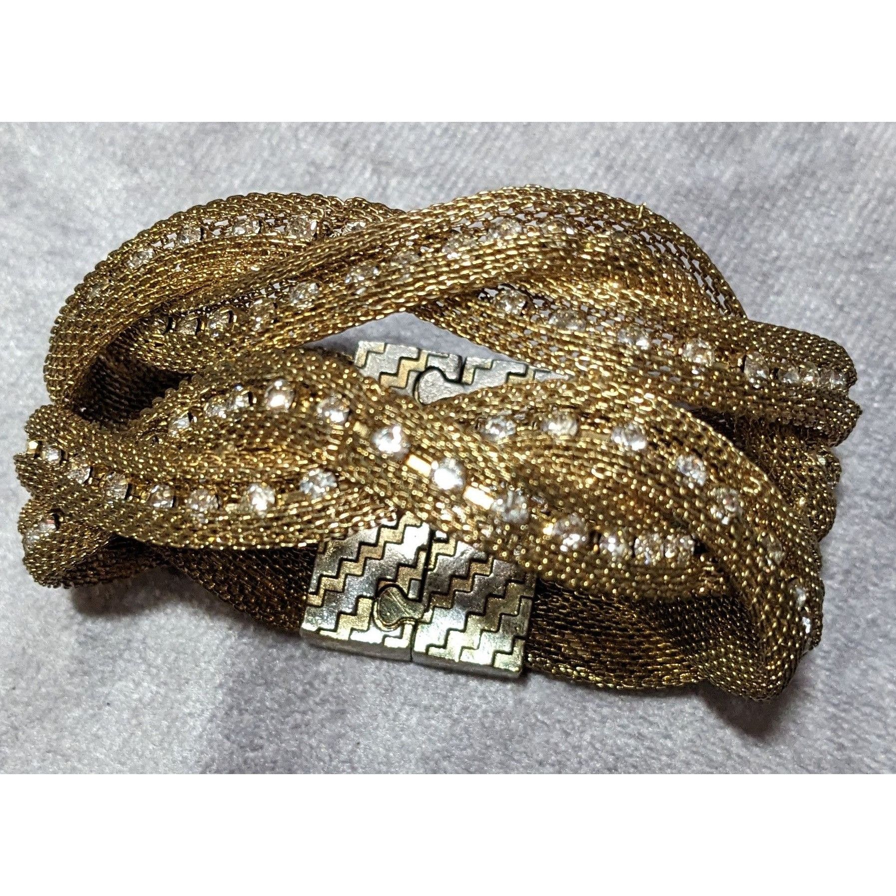 Other Vintage Gold Tone Mesh And Rhinestone Braided Magnetic Brace Size ONE SIZE - 9 Thumbnail