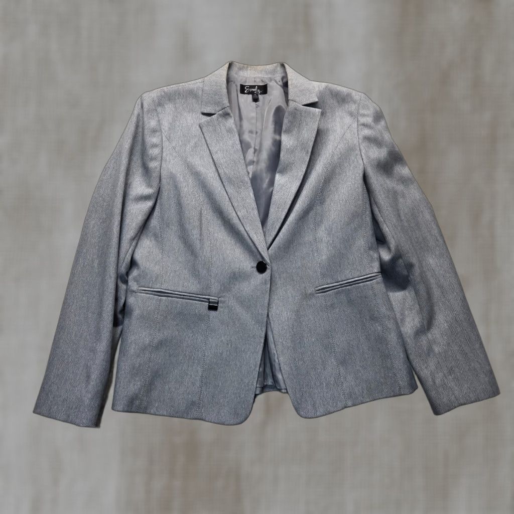 Vintage Emily Blazer Jacket Coat Gray Lining One Button Closure Adult Women's 14 Blazer Size XL / US 12-14 / IT 48-50 - 1 Thumbnail