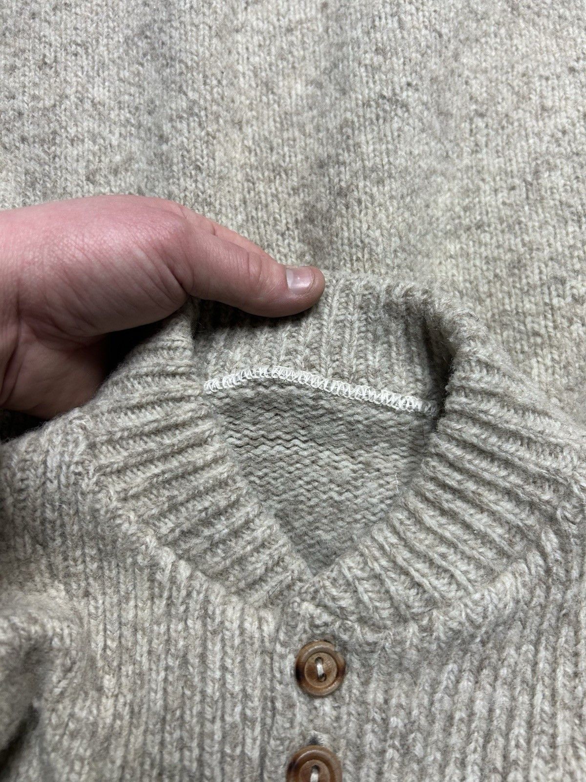 Vintage Vintage sweater wool knit Henley 1/4 button cream white M/L Size US M / EU 48-50 / 2 - 5 Thumbnail