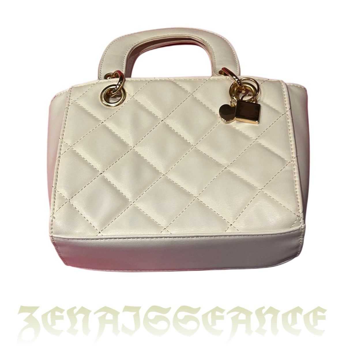 Designer DIAMOND QUILTED WHITE PURSE Size ONE SIZE - 2 Thumbnail