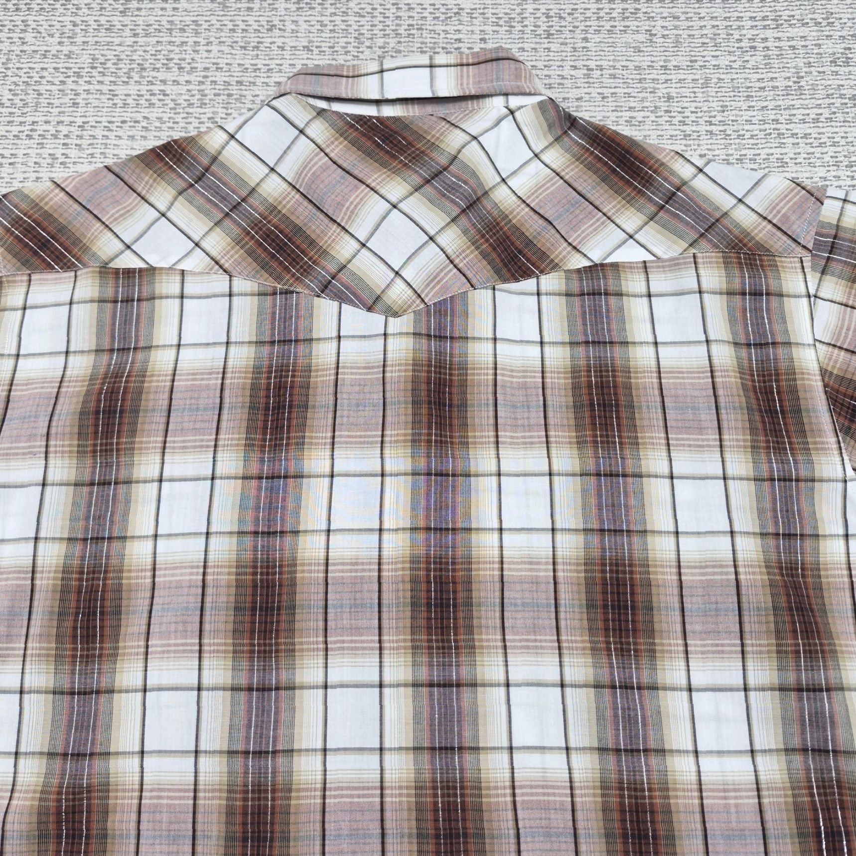 Vintage VTG Rustler Pearl Snap Shirt Mens 2XL Brown Plaid Short Sleeve Western Cowboy Shirt Size US XXL / EU 58 / 5 - 7 Thumbnail