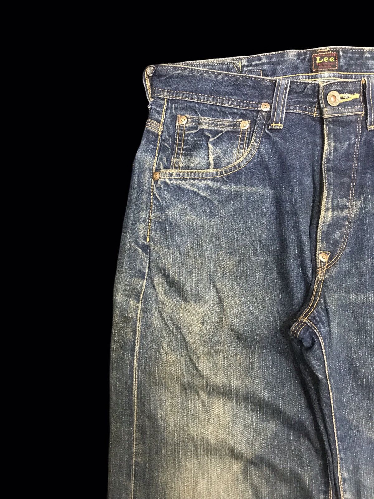 Lee 💥90s Style💥Lee COWBOY Selvedge Cinch Back Faded Denim F127 Size US 29 - 3 Thumbnail