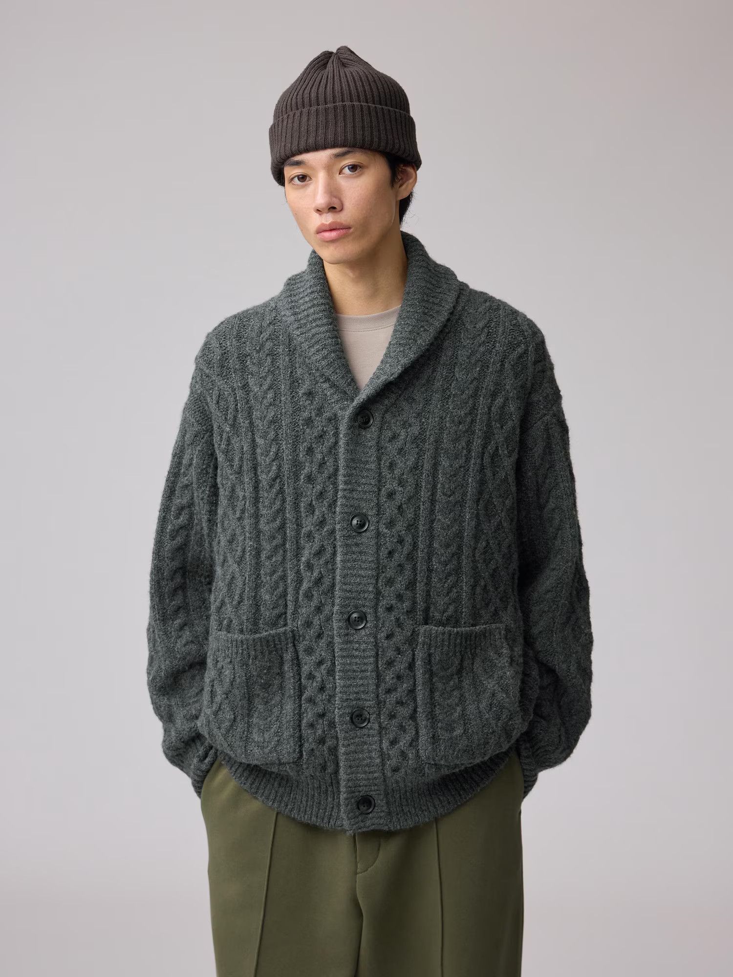 GU GU Engineered Garments Cable Shawl Cardigan Gray Size XL Size US XL / EU 56 / 4 - 7 Thumbnail