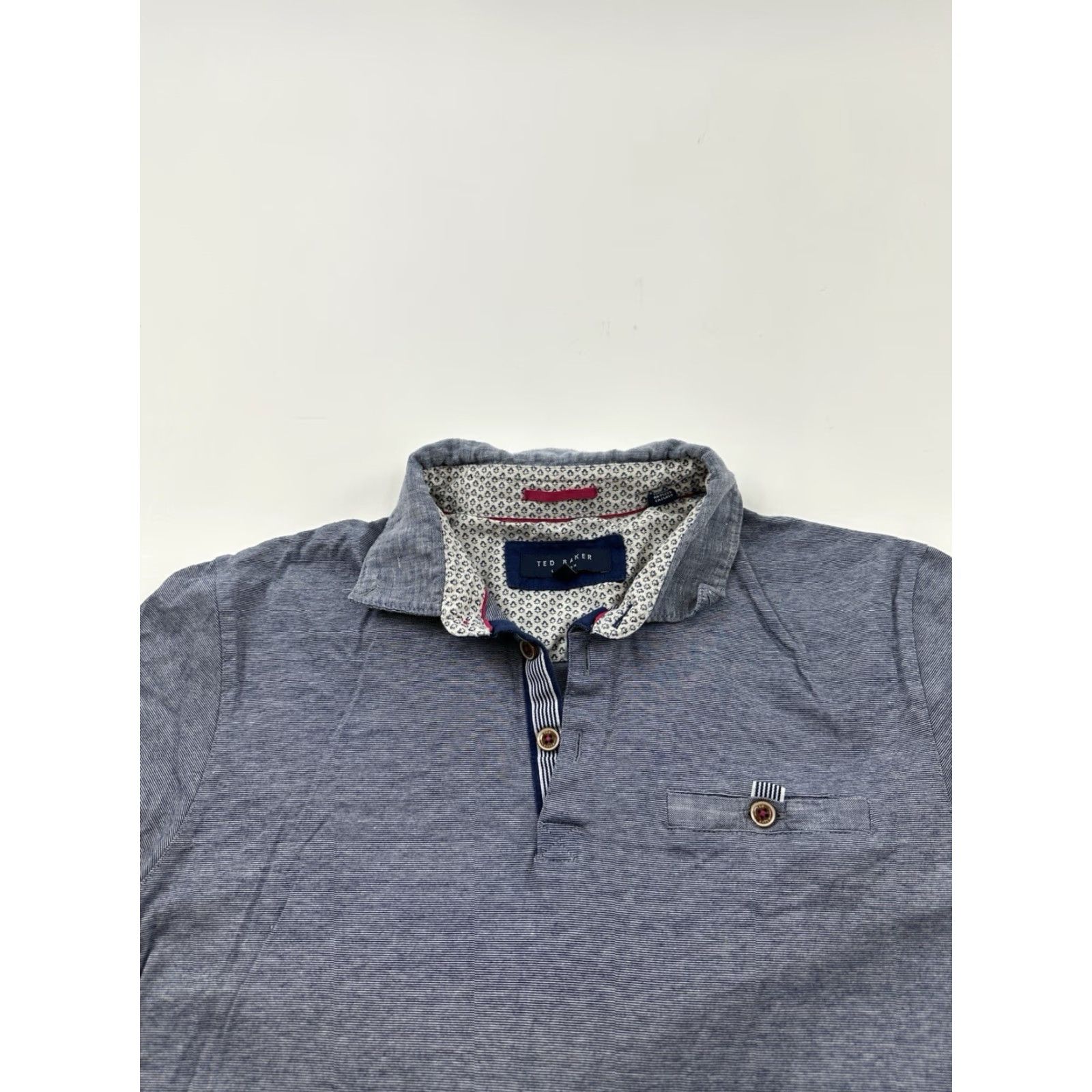 Ted Baker Ted Baker Shirt Mens 3 Blue Mini Striped Polo London Short Sleeve Slim Fit Size US S / EU 44-46 / 1 - 2 Thumbnail