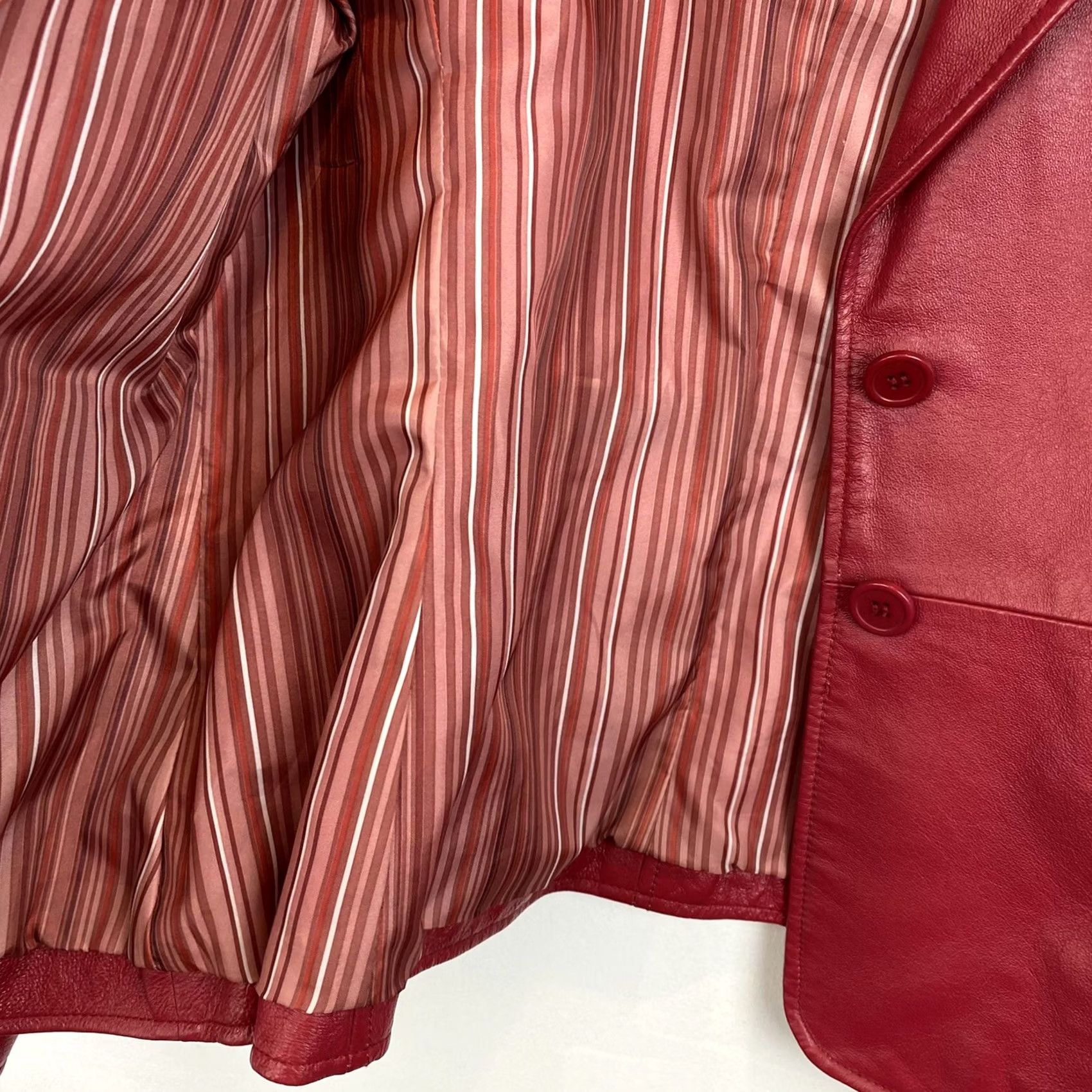 Vintage Worthington Industries Red Leather Jacket Women XL Blazer Coat Button Notch Holiday Basic Jacket Size XL / US 12-14 / IT 48-50 - 4 Thumbnail