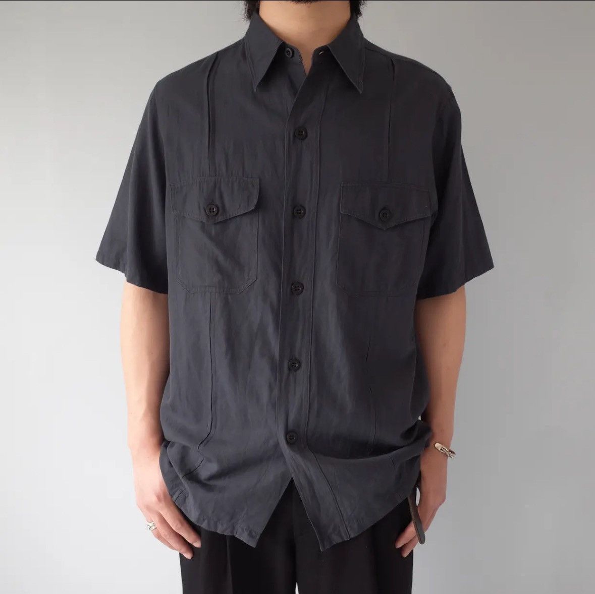 Y's for men Cupra Fabric Tuck Design Shirt