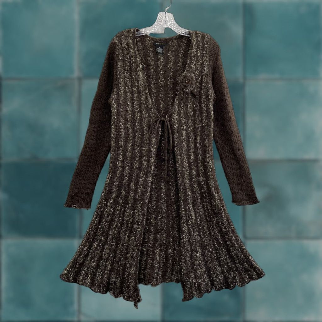 Bcbgmaxazria VINTAGE Y2K Duster Cardigan Sweater M Brown Wool Blend Fairy Grunge Whimsigoth Mens Women? Size M / US 6-8 / IT 42-44 - 1 Thumbnail