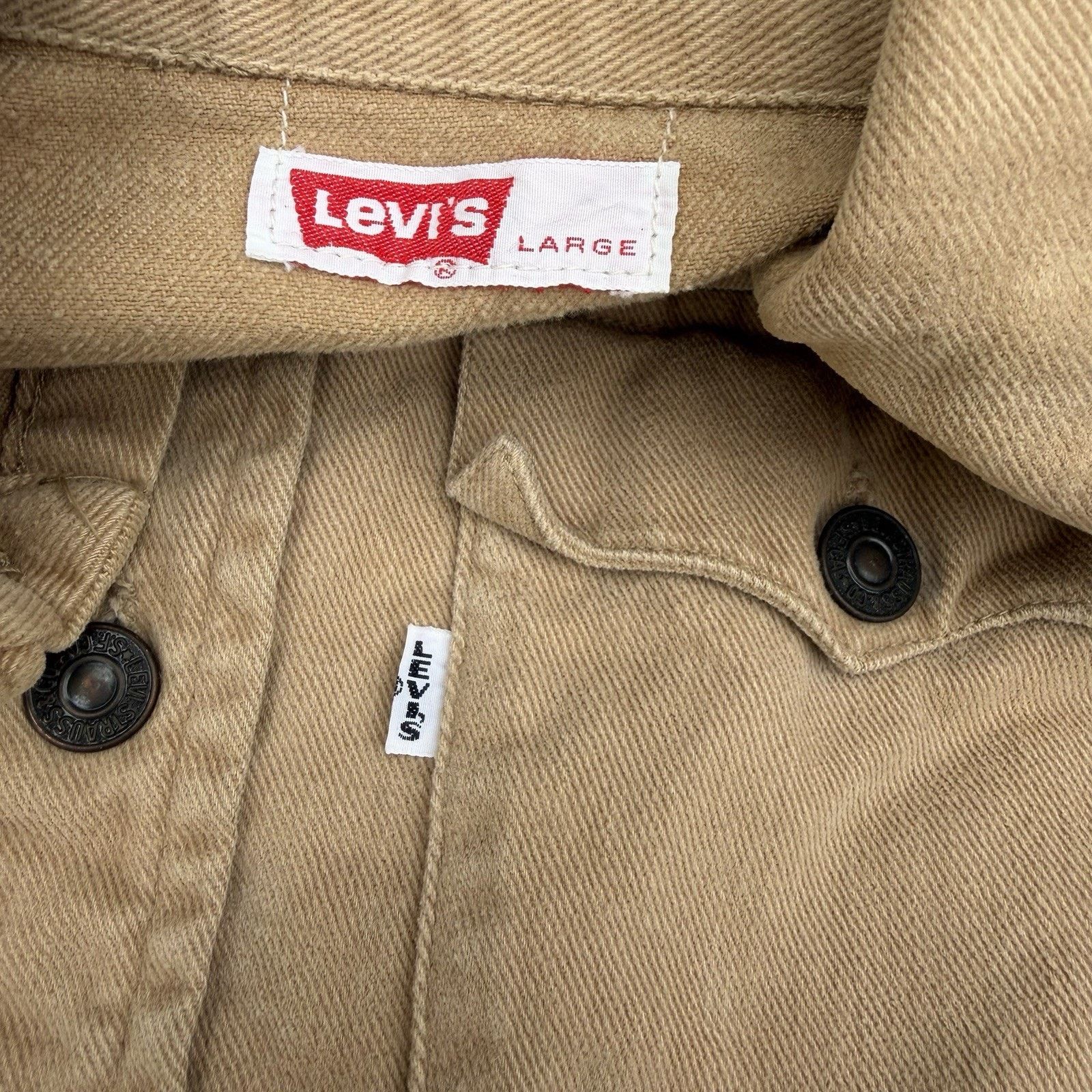 Levi's × Vintage Vintage 70s Levi’s Big E Khaki Moleskin Trucker Jacket Large Size US L / EU 52-54 / 3 - 4 Thumbnail