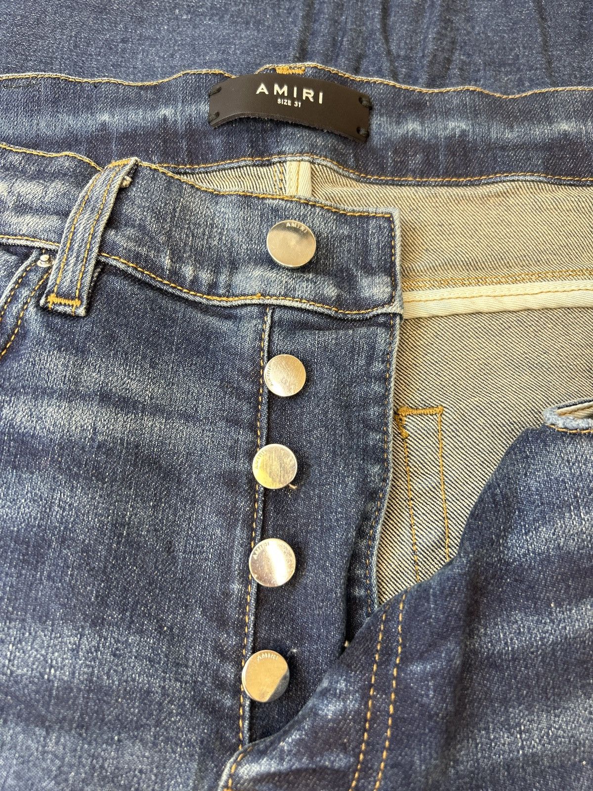 AMIRI MX1 RED BANDANA PATCH JEANS DEEP CLASSIC INDIGO