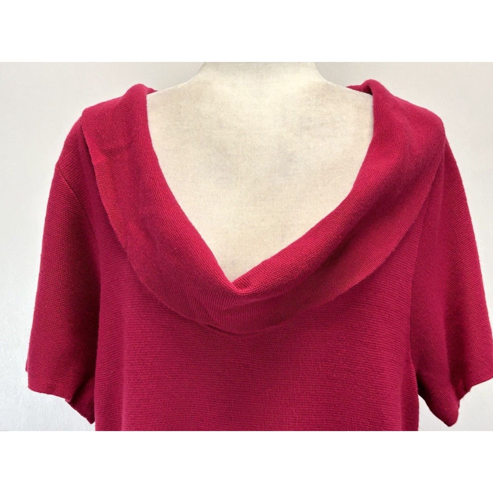 Coldwater Creek COLDWATER CREEK Plus Size 1X Knit Cowl Neck Shift Dress Short Sleeve Red Womens Size 40" / US 18 - 5 Thumbnail