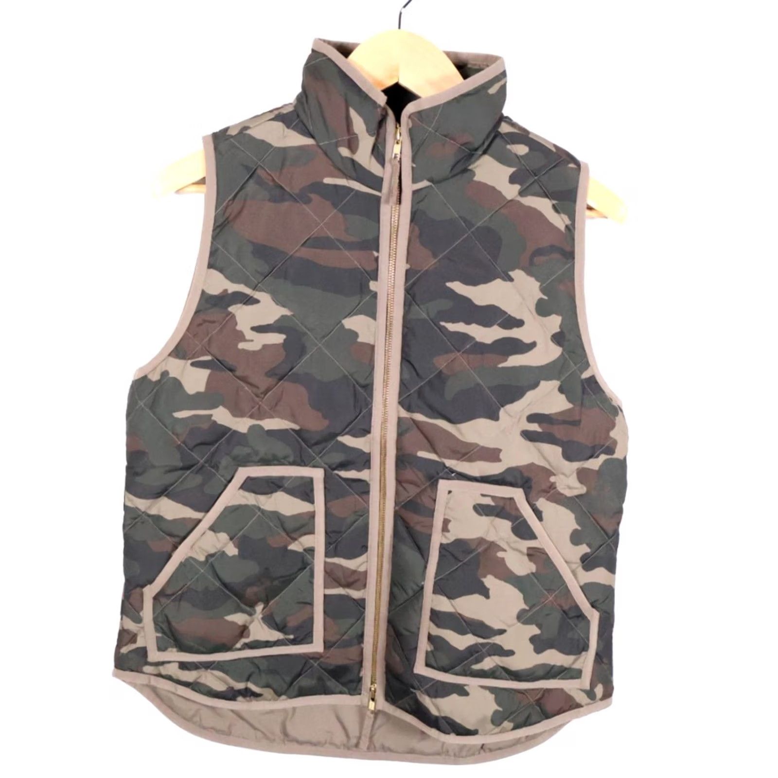 J.Crew J.Crew Vest Women's Medium Green Camouflage Down Puffer Zip Up Quilted Insulated Full Zip Pockets Stand-Up Collar Lightweight Casual Size M / US 6-8 / IT 42-44 - 2 Thumbnail