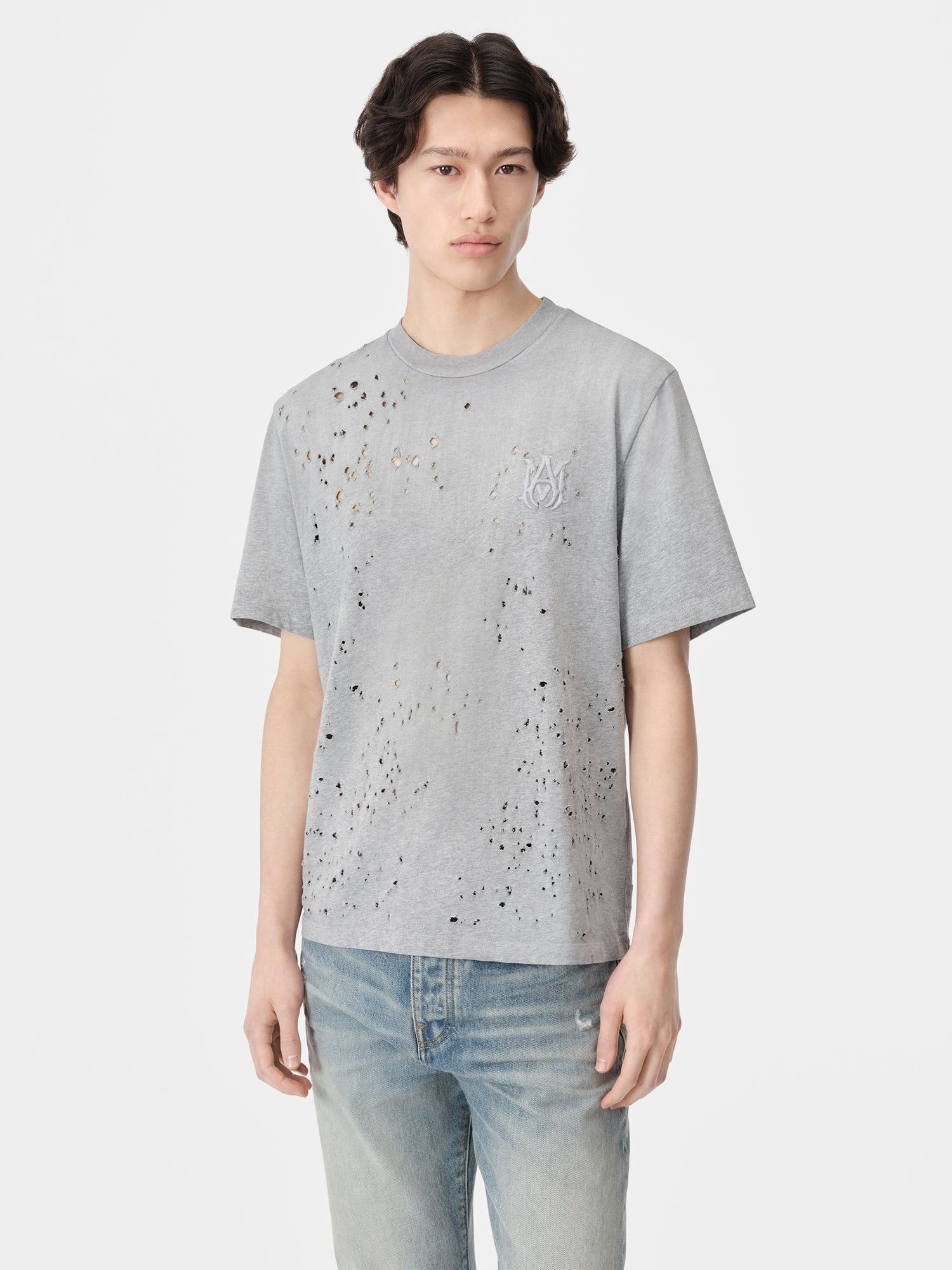 Amiri o1orln1025 MA Shotgun Embroidered T-Shirt in Grey Size US M / EU 48-50 / 2 - 3 Thumbnail
