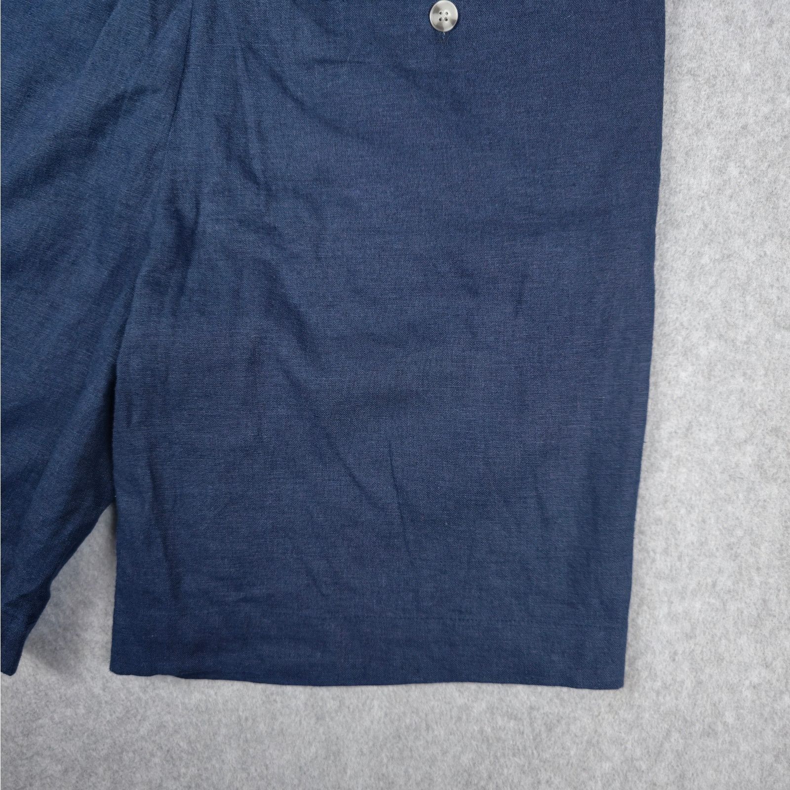 Alan Flusser Alan Flusser 34 Navy Linen Blend Flat Front Chino Shorts Size US 34 / EU 50 - 9 Thumbnail