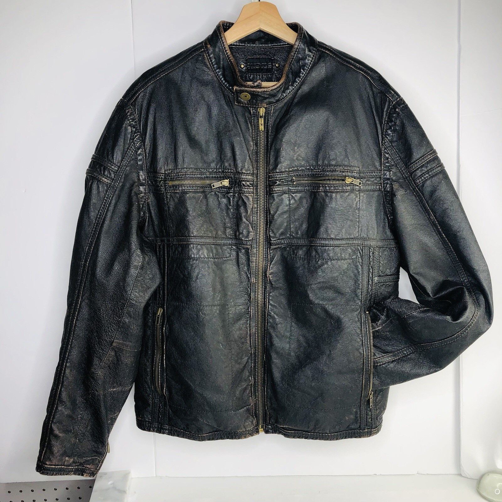Wilsons Leather Wilson's Leather Brown Bomber Jacket Distressed Men Sz L Size US L / EU 52-54 / 3 - 1 Thumbnail
