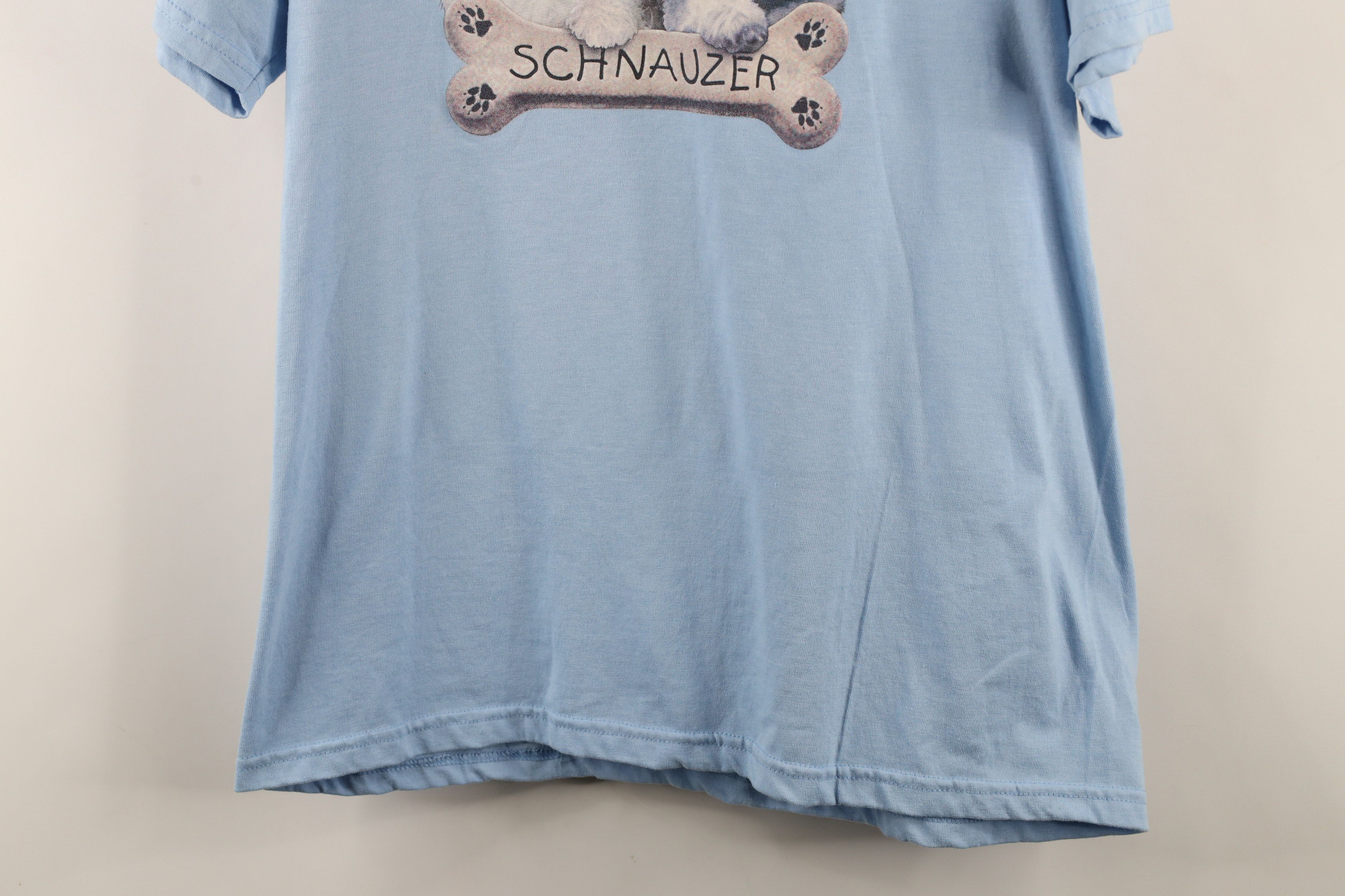 Vintage Vintage 90s Spell Out Schnauzer Dog Puppy T-Shirt Light Blue Size L / US 10 / IT 46 - 3 Thumbnail