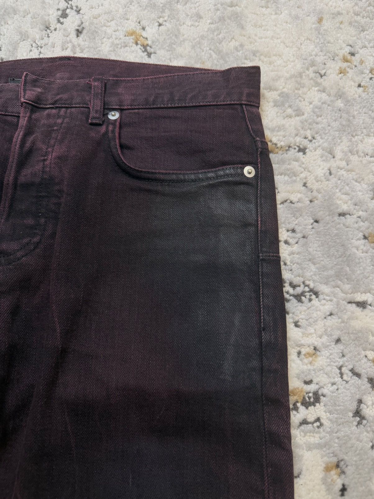 Dior Dior homme japan exclusive waxed maroon denim Size US 27 - 5 Thumbnail
