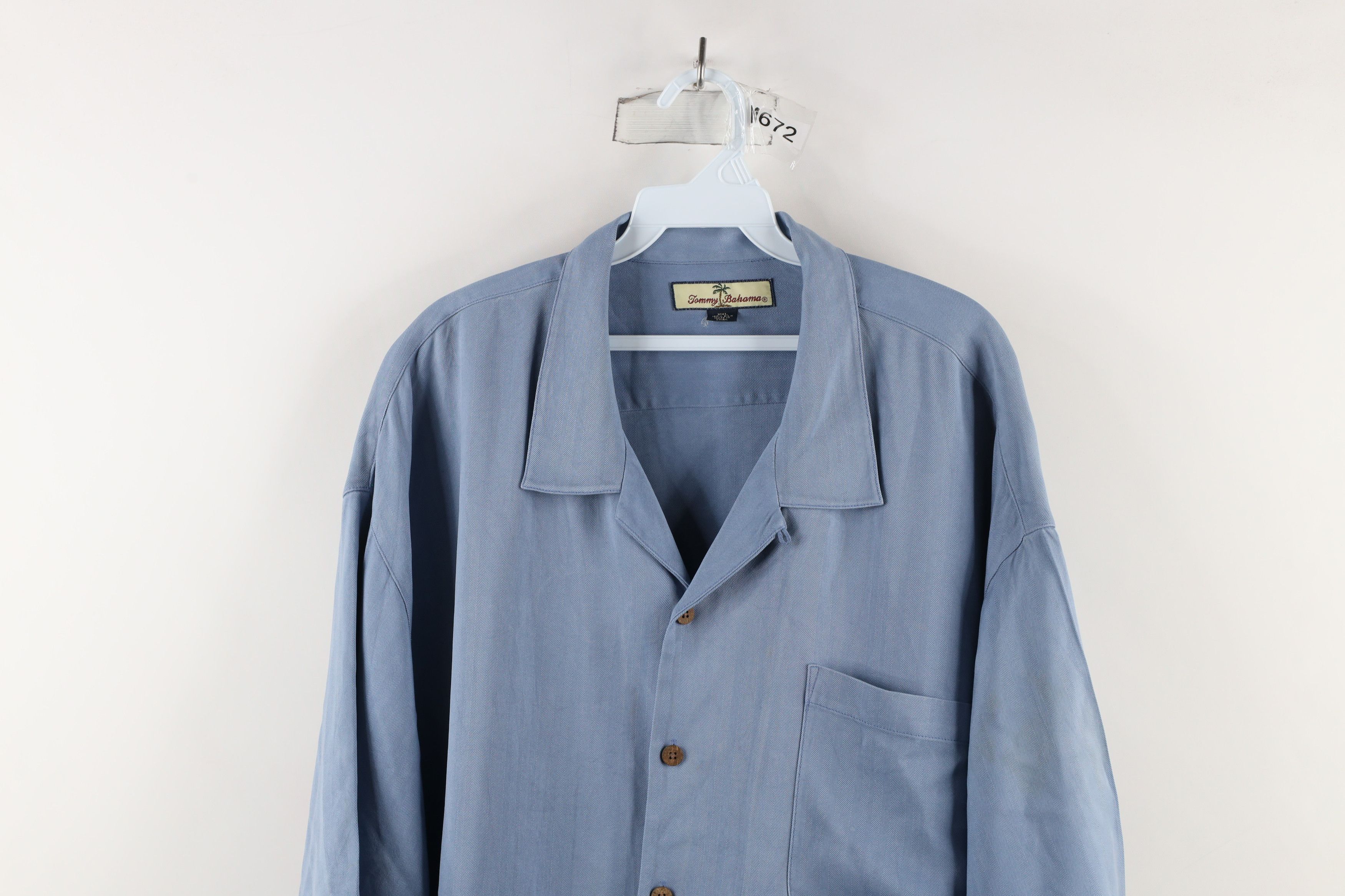 Tommy Bahama × Vintage Vintage 90s Tommy Bahama Herringbone Looped Collar Shirt Size US XXL / EU 58 / 5 - 2 Thumbnail