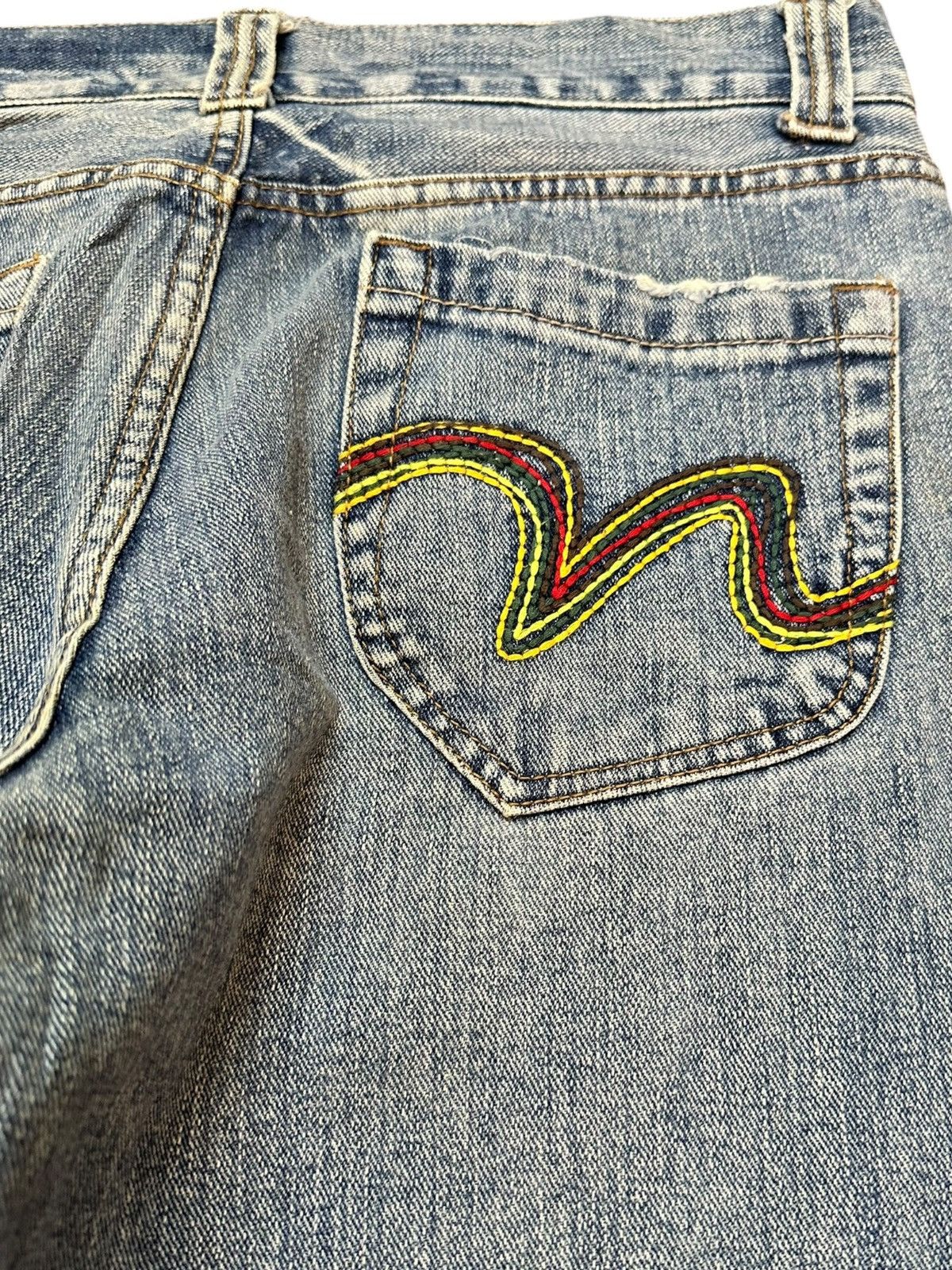 POST ARCHIVE FACTION (PAF) Vintage Nylaus Jeans Flare Faded Grunge Distressed Denim Size US 31 - 6 Thumbnail