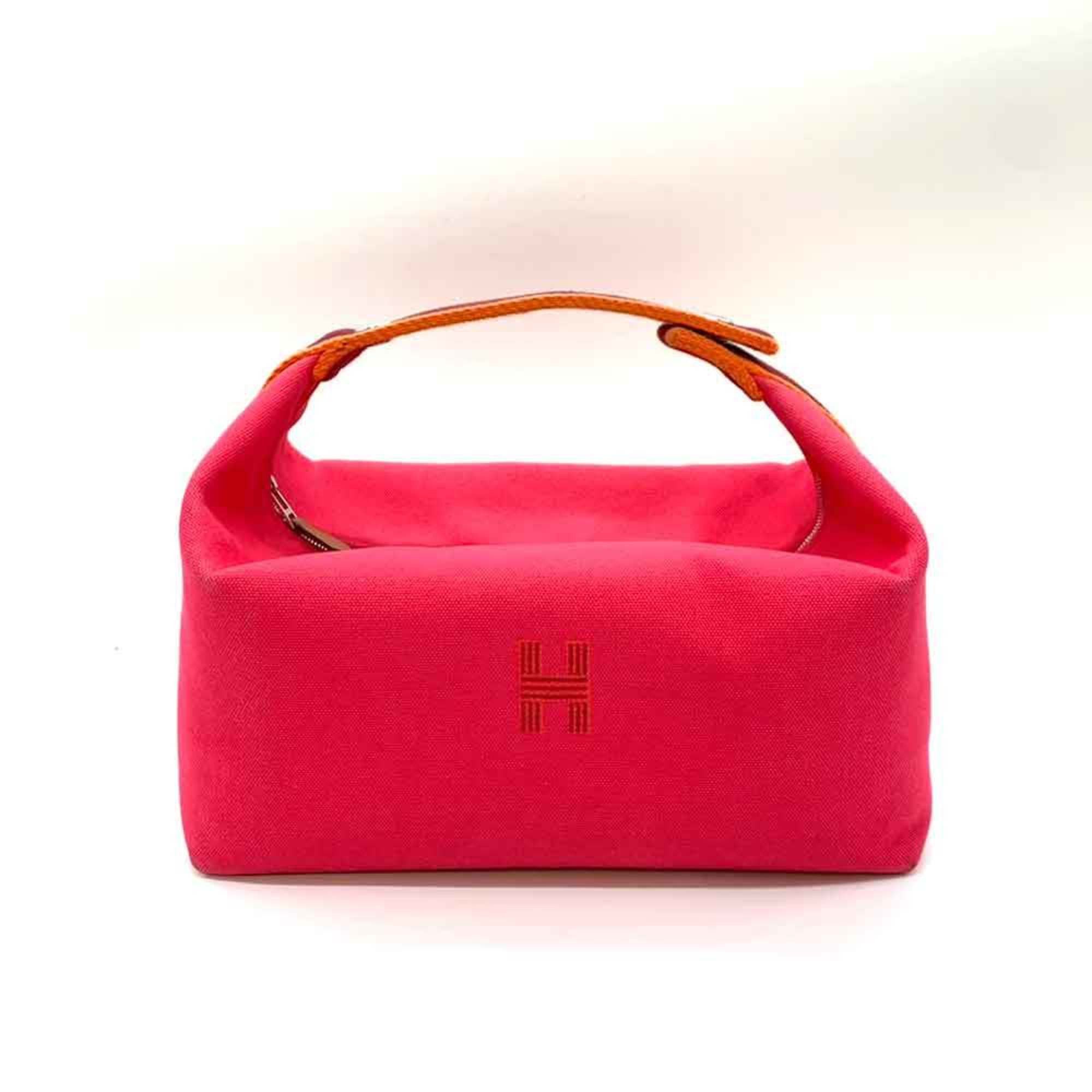 image of Hermes Bag Brid A Black Gm Hibiscus Pink Multicolor Handbag Pouch H Embroidery Stripe Ladies Canvas