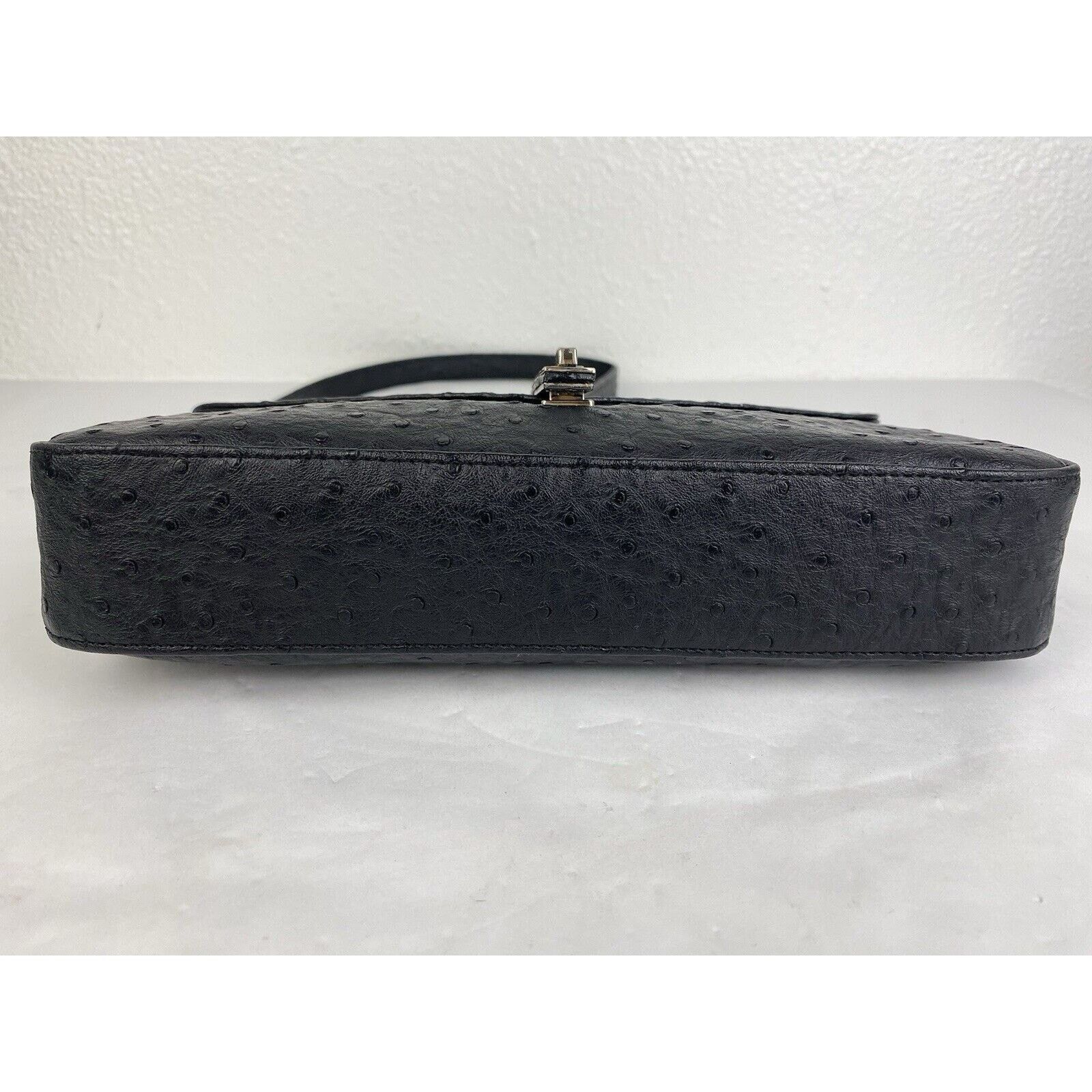 Tommy Hilfiger VTG Tommy Hilfiger Black Ostrich Leather Small Shoulder Bag Size ONE SIZE - 8 Thumbnail