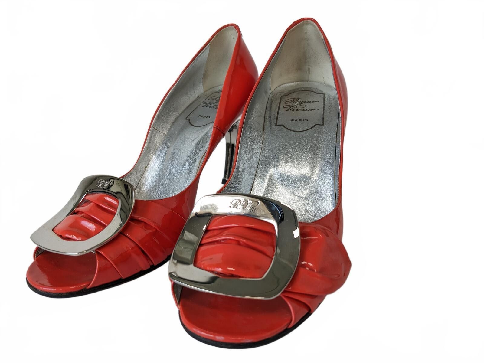 Other Roger Vivier Pumps Women Italy Coral Patent Leather US 7-7.5 Size US 7.5 / IT 37.5 - 3 Thumbnail